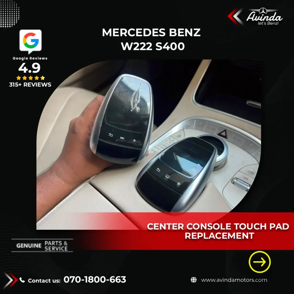 • Mercedes-Benz W222 S400 center console touchpad controller unit replacement at Avinda Motors Colombo.