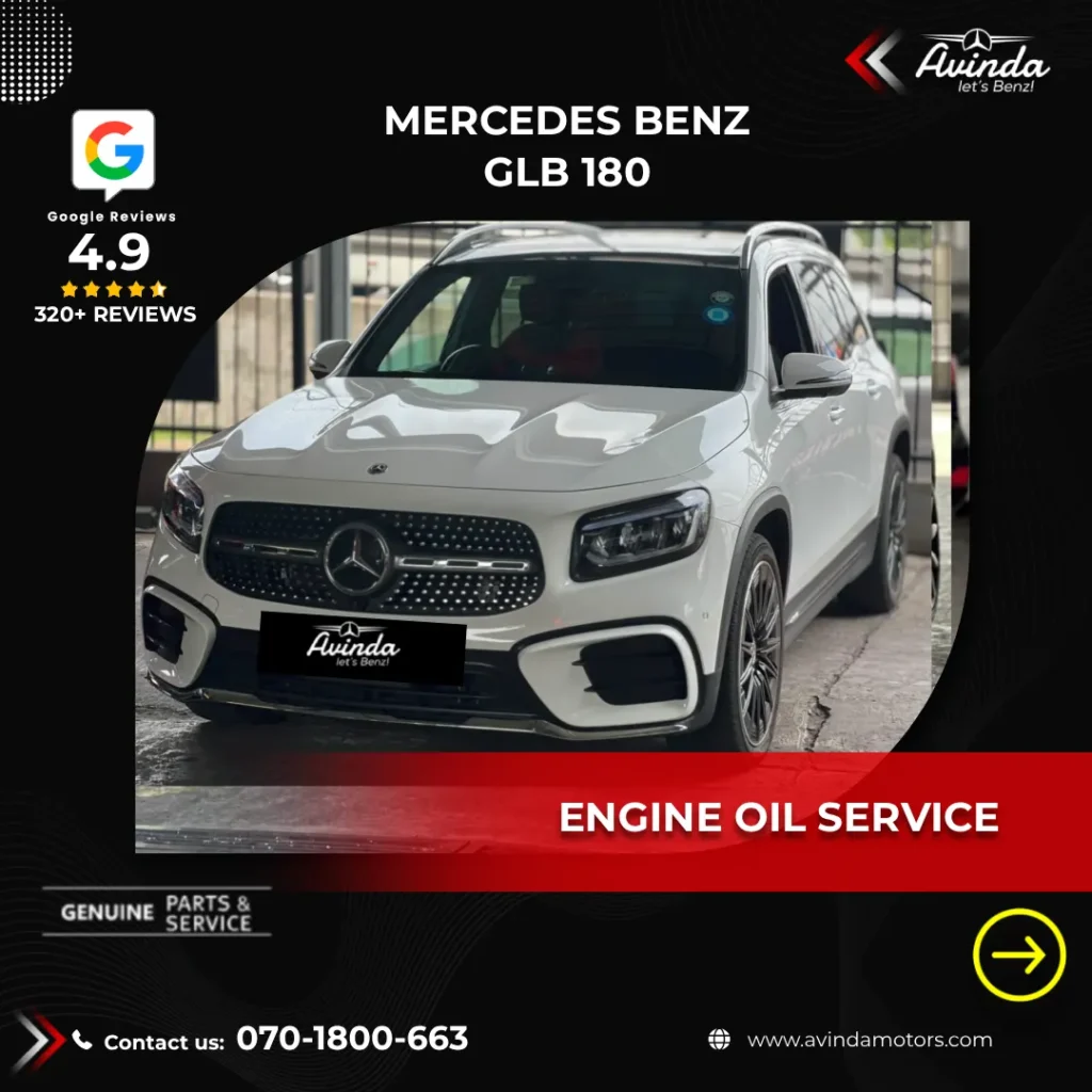 Mercedes-Benz engine oil change service at independent European car workshop in Colombo